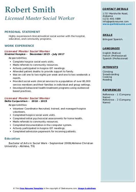 Licensed Master Social Worker Resume Samples Qwikresume Licensed Master Social Worker Resume Samples Qwikresume